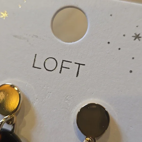 New LOFT "Sparkle Like You Mean It" Gold/Brown Tortoise Dangle Earrings - Picture 3 of 8